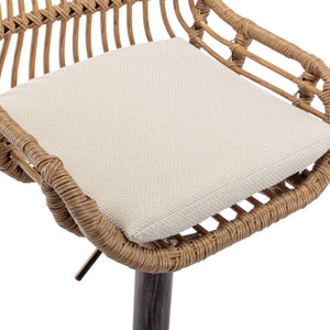 English Elm Modern Swivel Bar Stools Set of 2 Adjustable Counter Height Chairs with 360° Rotation, Linen Upholstery and Footrest W39594819