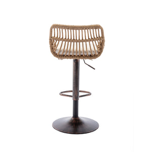English Elm Modern Swivel Bar Stools Set of 2 Adjustable Counter Height Linen Seats 360° Rotation Vintage Gold W39594819