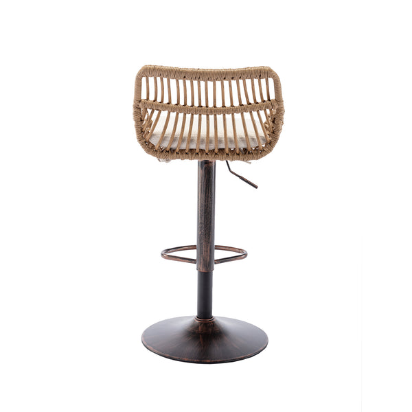 English Elm Modern Swivel Bar Stools Set of 2 Adjustable Counter Height Linen Seats 360° Rotation Vintage Gold W39594819