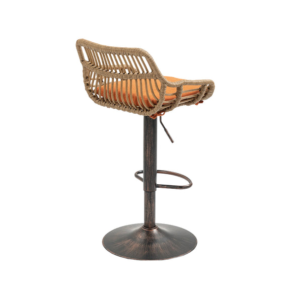 English Elm Modern Swivel Bar Stools Set of 2 Adjustable Counter Height Chairs with Linen Seat Vintage Gold Frame Orange W39594824