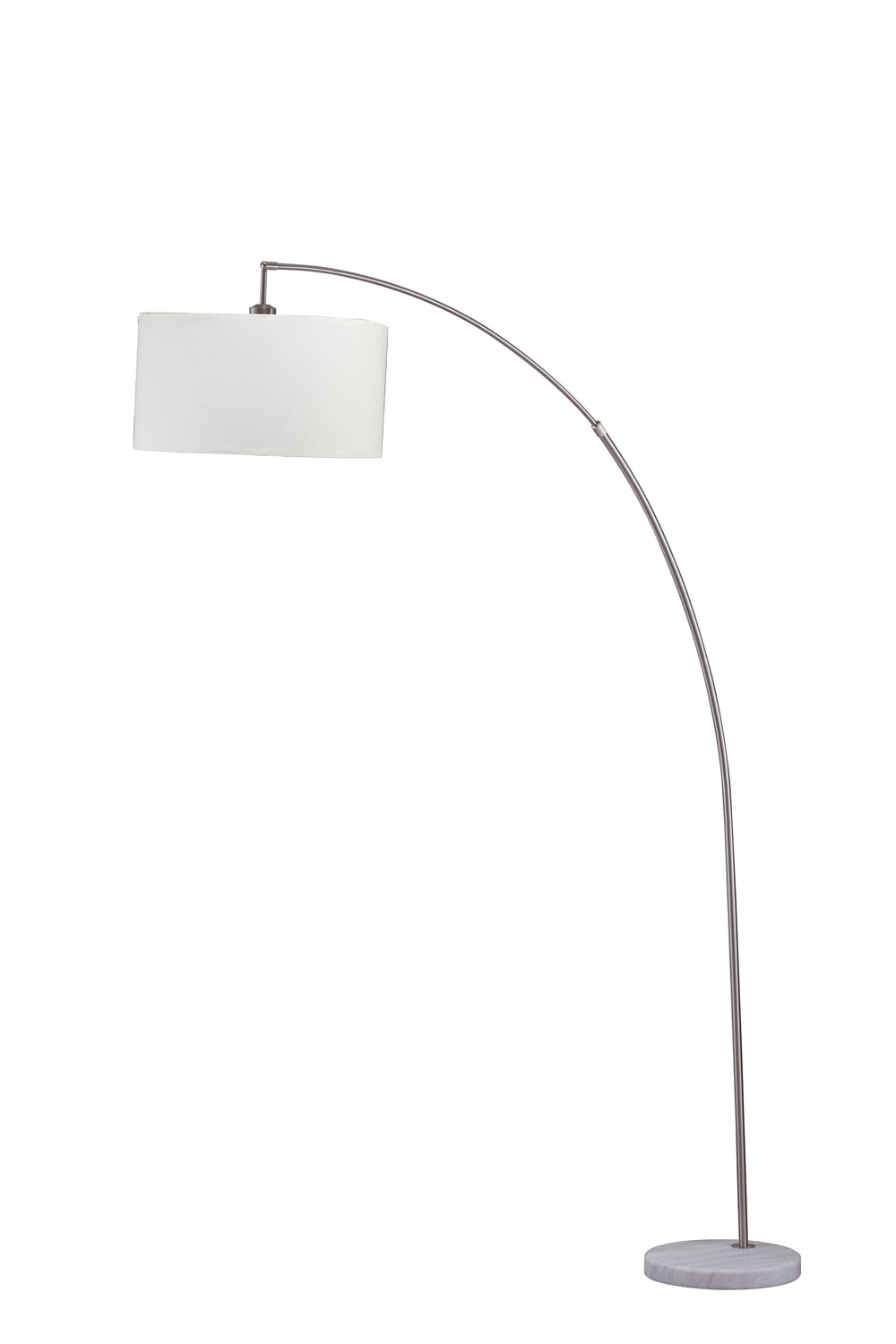 English Elm 78" Silver Arch Floor Lamp Brushed Nickel with White Fabric Drum Shade, Marble Base, Adjustable Arm, UL Listed B080107028