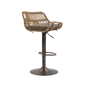 English Elm Modern Swivel Bar Stools Set of 2 Adjustable Counter Height Chairs with Linen Seat Vintage Gold Frame Gray W39594823