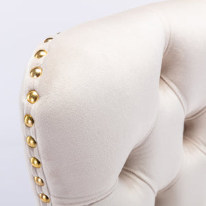 English Elm A&A Corduroy Dining Chair Set - Modern Armless Accent Side Chairs with Gold Metal Base, Tufted Beige Upholstery W114367602 W114367602