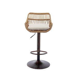English Elm Modern Swivel Bar Stools Set of 2 Adjustable Counter Height Linen Seats 360° Rotation Vintage Gold W39594819