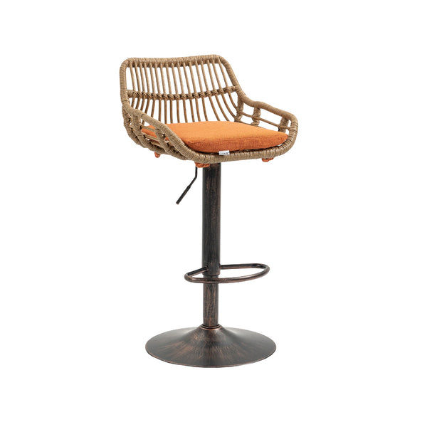 English Elm Modern Swivel Bar Stools Set of 2 Adjustable Counter Height Chairs with Linen Seat Vintage Gold Frame Orange W39594824