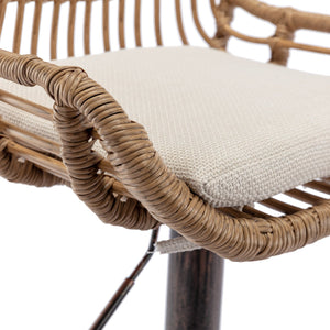 English Elm Modern Swivel Bar Stools Set of 2 Adjustable Counter Height Chairs with 360° Rotation, Linen Upholstery and Footrest W39594819