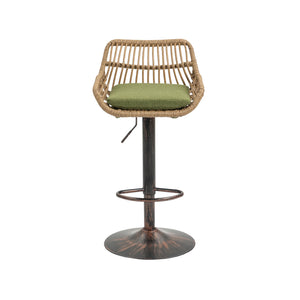 English Elm Modern Swivel Bar Stools Set of 2 Adjustable Counter Height Chairs with Linen Seat Vintage Gold Frame Green W39594822