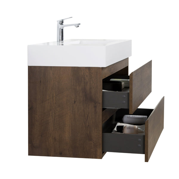 English Elm Alice 36" Walnut Floating Bathroom Vanity With Integrated Sink - Modern Design, Ample Storage Space! W1865S00018