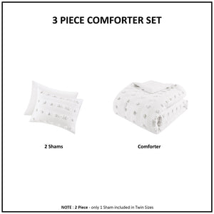 English Elm King/Cal Clip Jacquard Comforter Set with Pom Pom Texture, Hypoallergenic, OEKO‑TEX Certified Quality Ivory 9.84 L x 18.9 W x 11.02 H B035129818