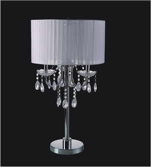 English Elm 29.5"H Crystal-Inspired White/Chrome Table Lamp with Touch Switch, 16" Round Base, UL Listed, Elegant B080107005