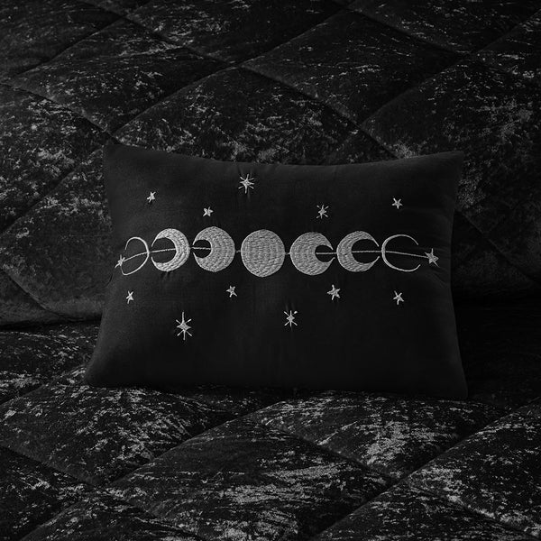 English Elm King/Cal Velvet Duvet Cover Set Felicia – Crushed Black Quilted Diamond Comfort, Shams + Pillow B03596080