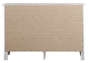 English Elm Hammond Elegant Silver Champagne Dresser with Dovetail Drawers, Soft-Close Hardware, Durable Veneer Finish White 41 L x 63 W x 21 H B078108337