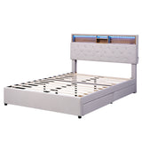 Berry Full Size Upholstered Platform Bed with Tufted Storage Headboard