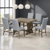 Hearth and Haven 7-Piece Dining Table Set with 6 Upholstered Chairs, Golden Brown and Grey SP000015AAD