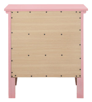 English Elm Charming three-drawer nightstand with storage—durable particleboard, compact 26"H x 24"W x 18"D bedside solution Pink 30 L x 26 W x 20 H B078108310