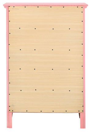 English Elm Charming Mid-Century Wood Veneer Storage Chest with Dovetail Drawers and Nickel Hardware, 48"H Pink 52 L x 35 W x 21 H B078108307