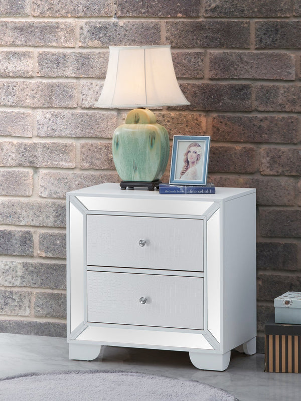 English Elm Contemporary Silver Champagne Nightstand – 28"H x 28"W Modern Particle Board, No Assembly, Sleek Finish B078108447