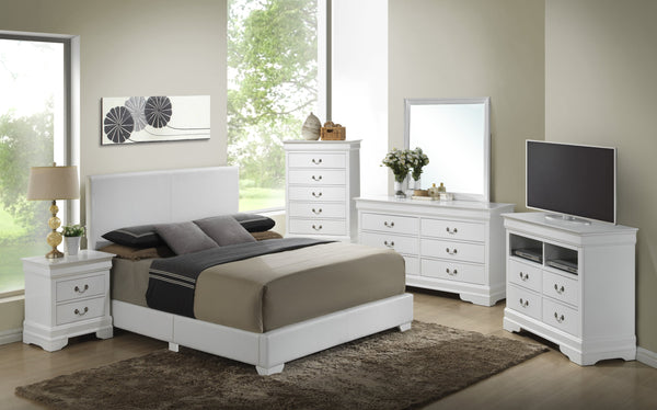 English Elm Aaron G1800-TB-UP Twin Bed with Durable Cappuccino PU Upholstery, Low-Profile Design, Ships Fast White 4 L x 33 W x 81 H B078108089