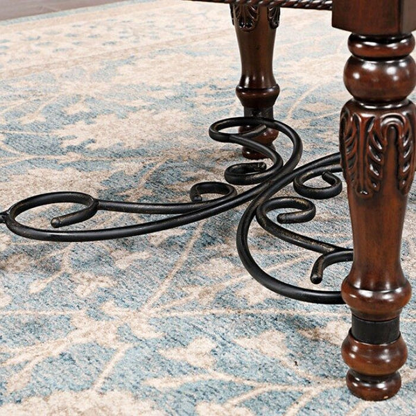 English Elm Majestic Traditional Arm Chairs Set - Brown Cherry Wood, Black Leatherette & Elegant Baroque Details B011108520