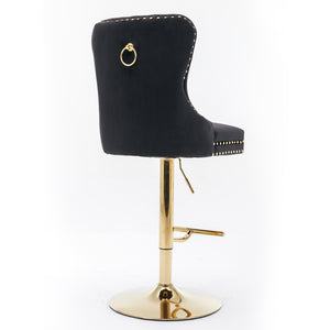 English Elm A&A Velvet Barstools Set Of 2 - Adjustable Height, Chic Swivel Design, Tufted Comfort For Home Bars W114367603