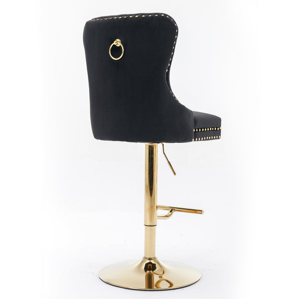 English Elm A&A Velvet Barstools Set Of 2 - Adjustable Height, Chic Swivel Design, Tufted Comfort For Home Bars W114367603