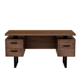 English Elm Home Office Computer Desk With Drawers/Hanging Letter-Size Files, 59 Inch Writing Study Table With Drawers