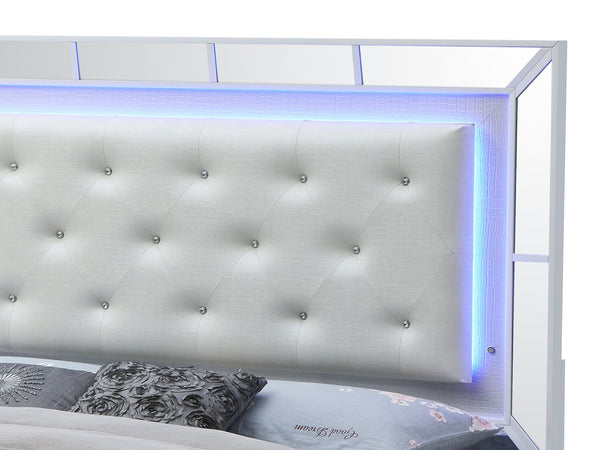 English Elm Contemporary Full Bed with Silver Champagne Finish, Sturdy Particle Board Frame, Fits Standard Full Mattress White 79 L x 4 W x 10 H B078S00466