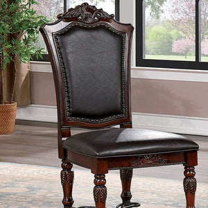 English Elm Majestic Set Of 2 Traditional Side Chairs In Brown Cherry With Black Leatherette For Dining Elegance B011108521