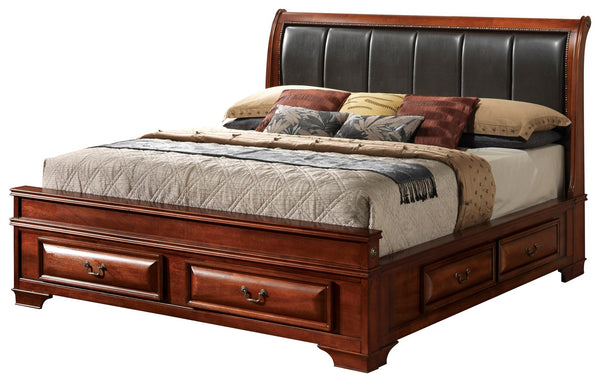 English Elm Lavita Full Storage Bed In Oak - Stylish Sleigh Design With Dovetail Drawers & Faux Leather Headboard B078S00490