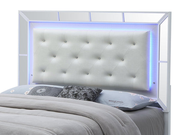 English Elm Contemporary Full Bed with Silver Champagne Finish, Sturdy Particle Board Frame, Fits Standard Full Mattress White 79 L x 4 W x 10 H B078S00466