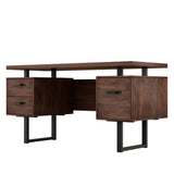 English Elm Home Office Computer Desk With Drawers/Hanging Letter-Size Files, 59 Inch Writing Study Table With Drawers