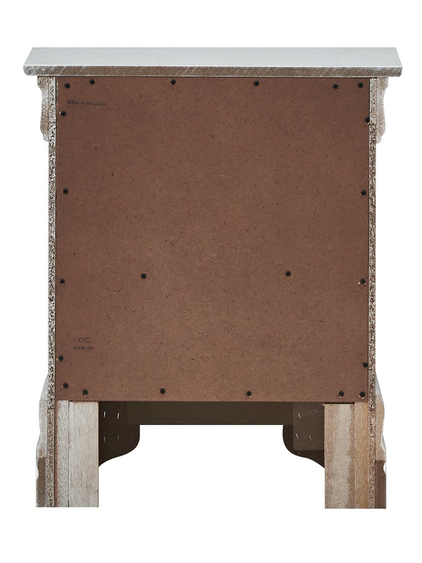 English Elm Sleek Champagne Nightstand 24"H x 21"W x 16"D – Silver Champagne Finish, 2 Drawers, No Assembly, Transitional Style B078108372