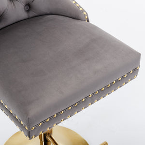 English Elm A&A Corduroy Dining Chair Set - Modern Armless Accent Side Chairs with Gold Metal Base, Tufted Beige Upholstery Gray W114367604