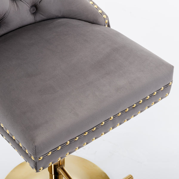 English Elm A&A Corduroy Dining Chair Set - Modern Armless Accent Side Chairs with Gold Metal Base, Tufted Beige Upholstery Gray W114367604