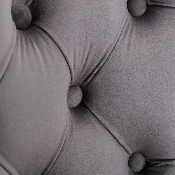 English Elm A&A Corduroy Dining Chair Set - Modern Armless Accent Side Chairs with Gold Metal Base, Tufted Beige Upholstery Gray W114367604