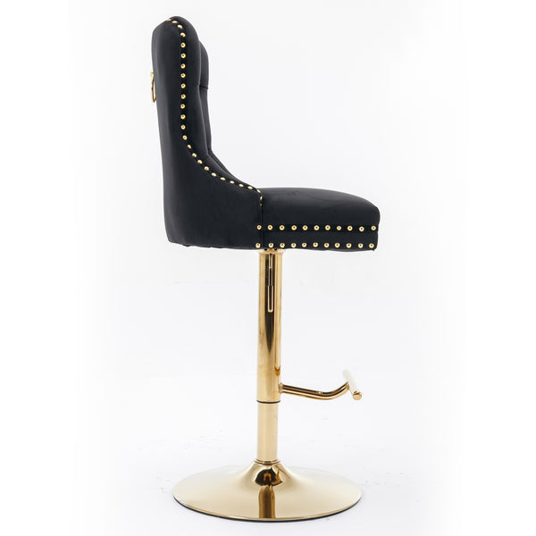 English Elm A&A Velvet Barstools Set Of 2 - Adjustable Height, Chic Swivel Design, Tufted Comfort For Home Bars W114367603
