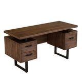 English Elm Home Office Computer Desk With Drawers/Hanging Letter-Size Files, 59 Inch Writing Study Table With Drawers