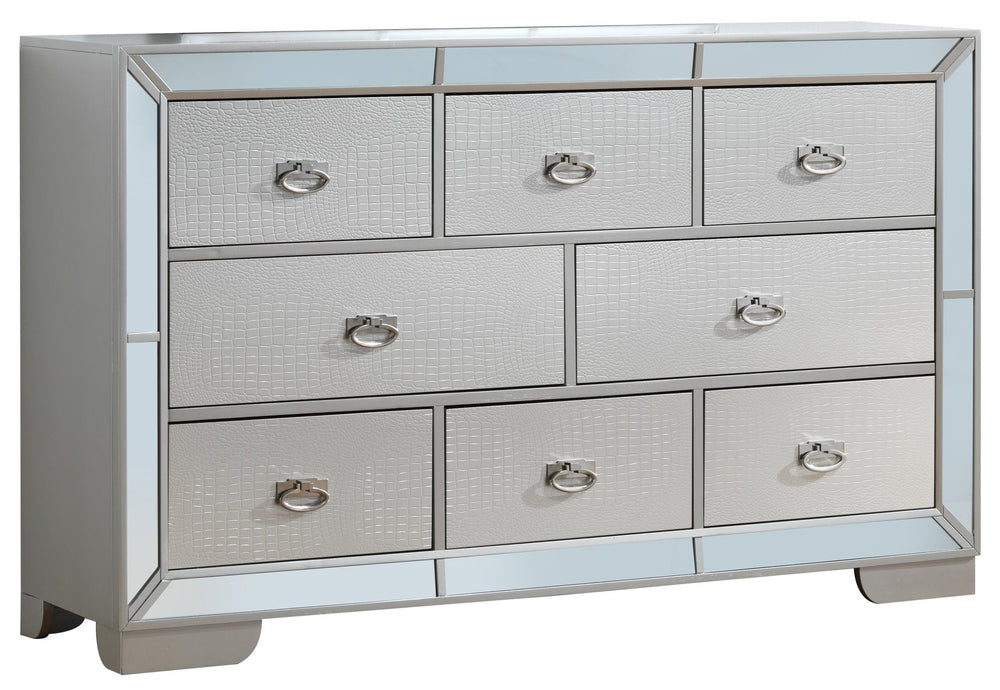 English Elm Stylish Champagne Storage Dresser with Reflective Silver Finish, 66"W Spacious Drawers, No Assembly Needed B078108441