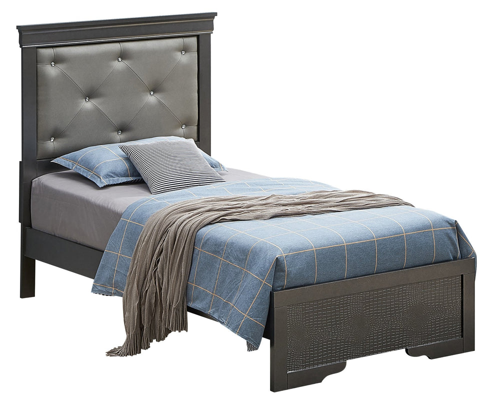 English Elm Sleek Metallic Black Twin Bed Frame with Sturdy Particle Board Construction, Transitional Style, Easy Assembly B078S00449