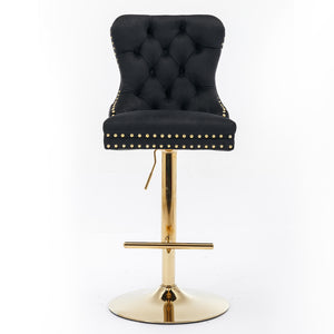 English Elm A&A Velvet Barstools Set Of 2 - Adjustable Height, Chic Swivel Design, Tufted Comfort For Home Bars W114367603