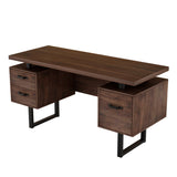 English Elm Home Office Computer Desk With Drawers/Hanging Letter-Size Files, 59 Inch Writing Study Table With Drawers