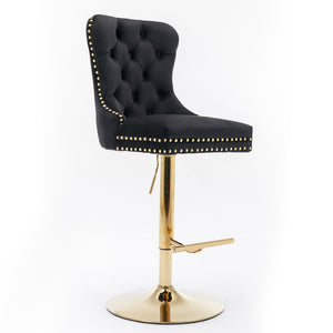 English Elm A&A Velvet Barstools Set Of 2 - Adjustable Height, Chic Swivel Design, Tufted Comfort For Home Bars W114367603