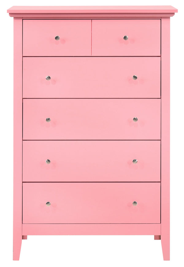 English Elm Charming Mid-Century Wood Veneer Storage Chest with Dovetail Drawers and Nickel Hardware, 48"H Pink 52 L x 35 W x 21 H B078108307