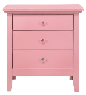 English Elm Charming three-drawer nightstand with storage—durable particleboard, compact 26"H x 24"W x 18"D bedside solution Pink 30 L x 26 W x 20 H B078108310