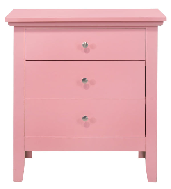 English Elm Charming three-drawer nightstand with storage—durable particleboard, compact 26"H x 24"W x 18"D bedside solution Pink 30 L x 26 W x 20 H B078108310