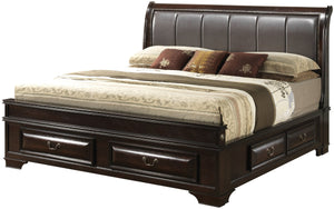 English Elm Lavita G8875C-Kb3 King Storage Bed - Elegant Cappuccino Finish With Faux Leather Headboard Design B078S00500