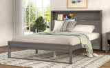 English Elm Platform Bed With Storage Headboard,Sockets and Usb Ports,Queen Size Platform Bed,Antique Gray