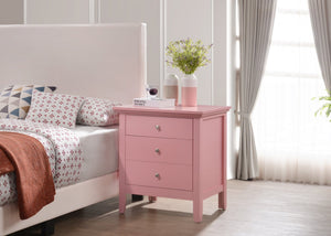 English Elm Charming three-drawer nightstand with storage—durable particleboard, compact 26"H x 24"W x 18"D bedside solution Pink 30 L x 26 W x 20 H B078108310