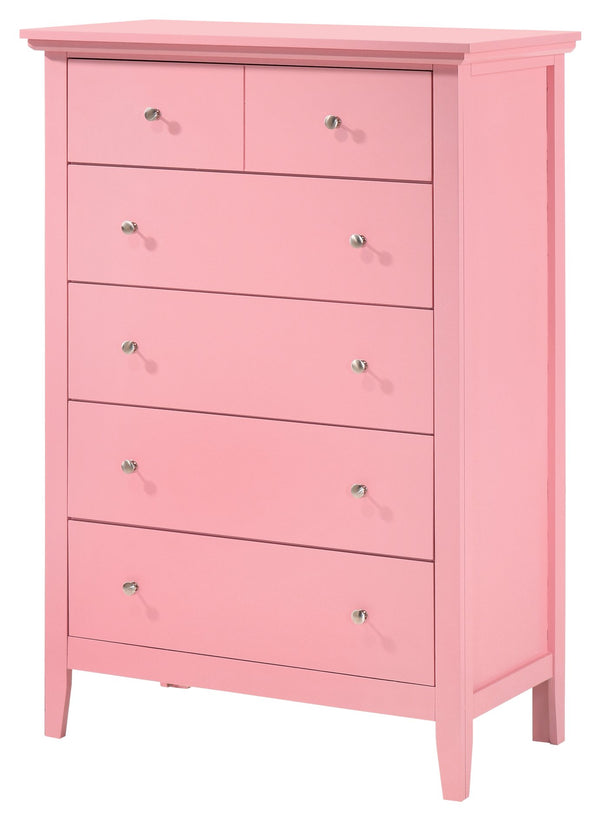 English Elm Charming Mid-Century Wood Veneer Storage Chest with Dovetail Drawers and Nickel Hardware, 48"H Pink 52 L x 35 W x 21 H B078108307
