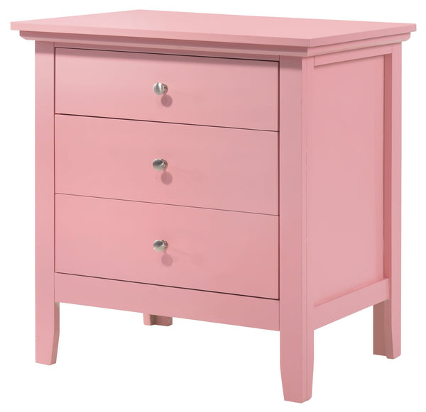 English Elm Charming three-drawer nightstand with storage—durable particleboard, compact 26"H x 24"W x 18"D bedside solution Pink 30 L x 26 W x 20 H B078108310